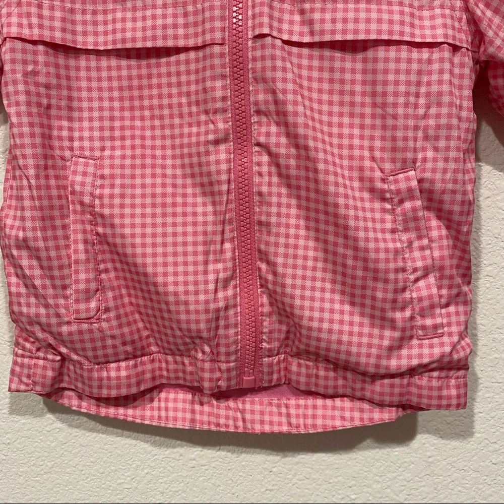 Kids Girls Pink Checkered Duck Reversible Windbreaker Zip Up Jacket Size 2T